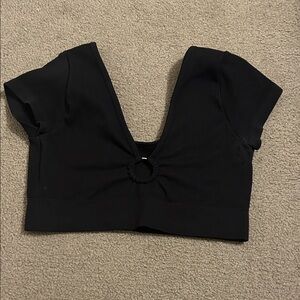 Aerie Black Ribbed Crop Top